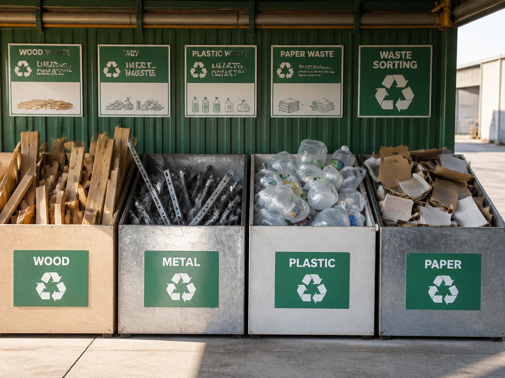 Tri sélectif du bois, du métal, du plastique et du papier pour le recyclage dans les Alpes-Maritimes