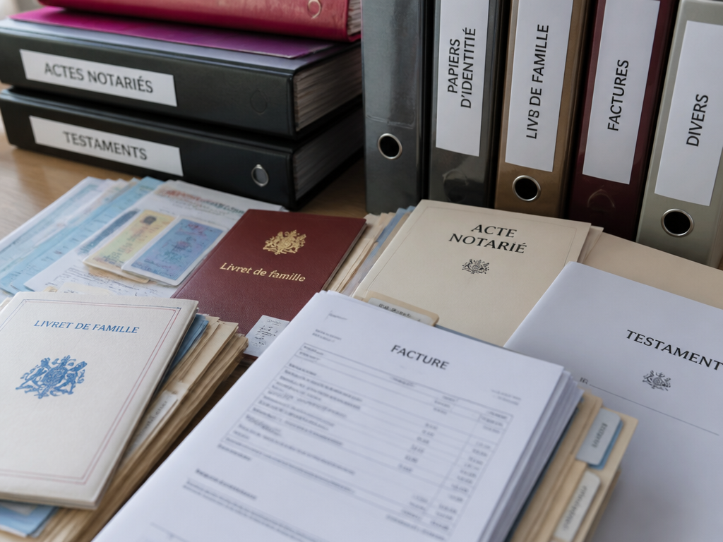 Documents officiels triés lors d'un débarras Diogène à Nice