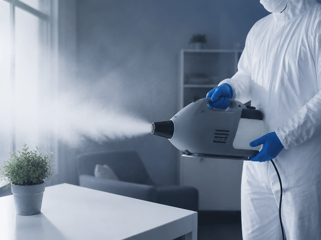 Nébulisation professionnelle de produits désinfectants normés EN 14476 / EN 1276
