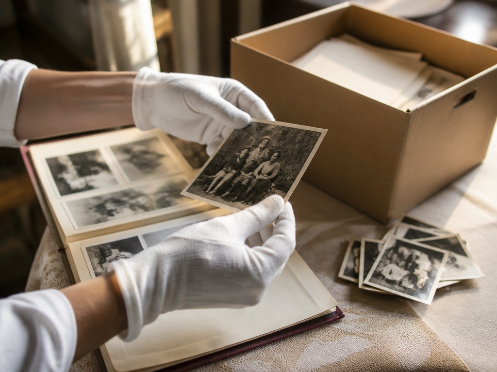 Photos de famille et souvenirs précieux récupérés avec soin