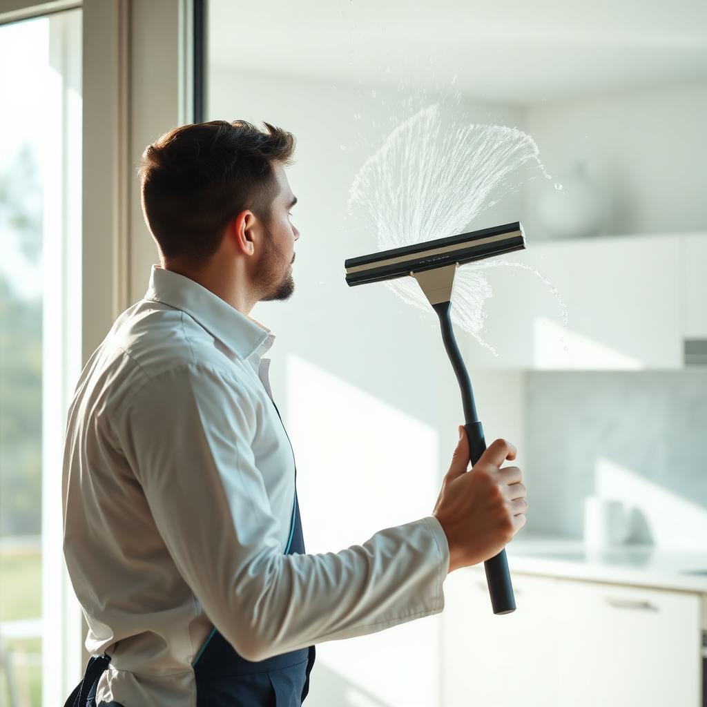 Nettoyage de vitres en action dans un appartement à Nice