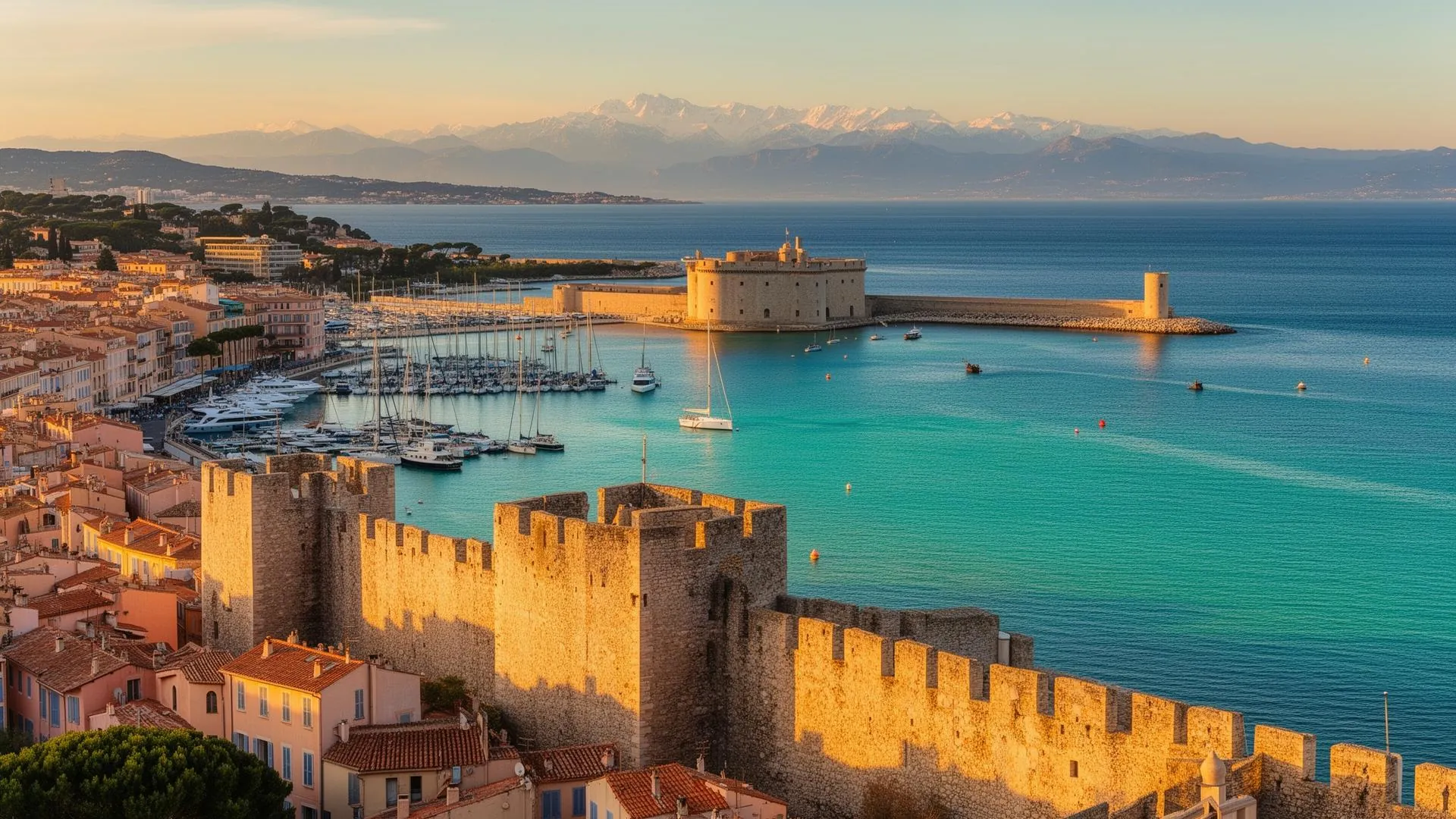 Panoramique d'Antibes, Côte d'Azur — Baie et Fort Carré