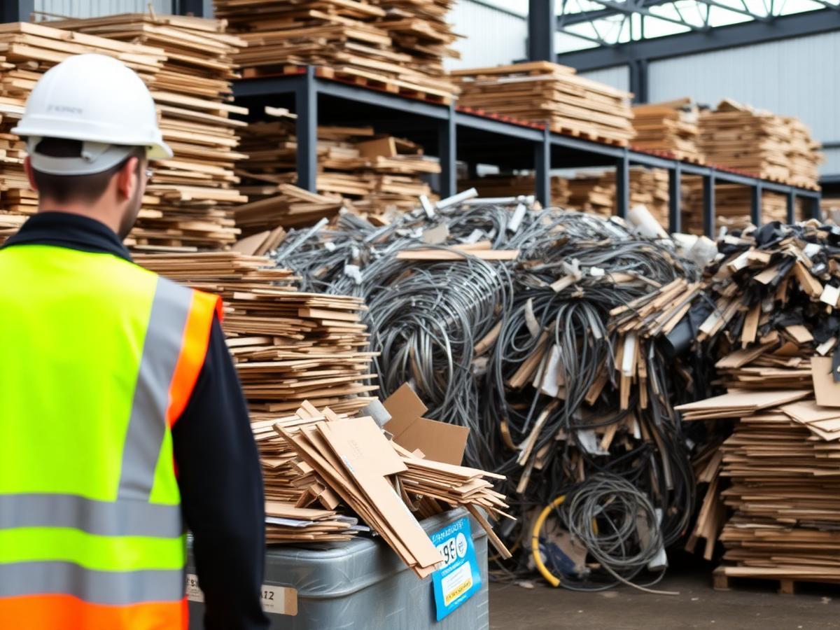Centre de recyclage agréé du 06 avec bois, métaux et cartons triés par filière